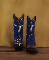 Black and Suede Blue Long Horn Men's Classic 1310