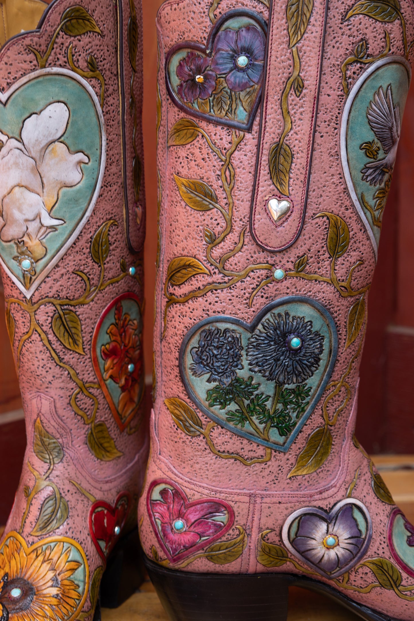 Paint Pink Heart Flowers 4-116