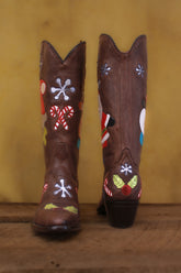 Christmas Inlay Brown Ranch Horse Women's Classic 715