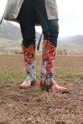 Retro Red Flowers Women's 4-58