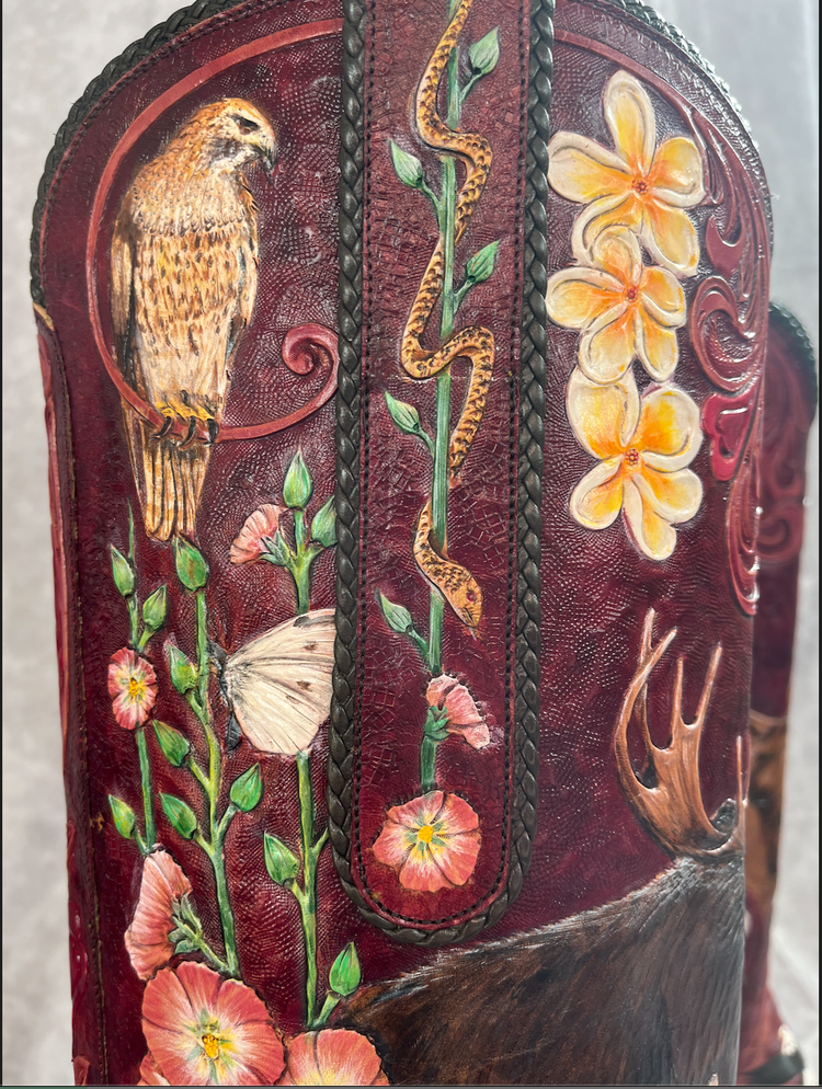 "Spirit Animals" Hand Painted Tres Outlaws Custom Boots