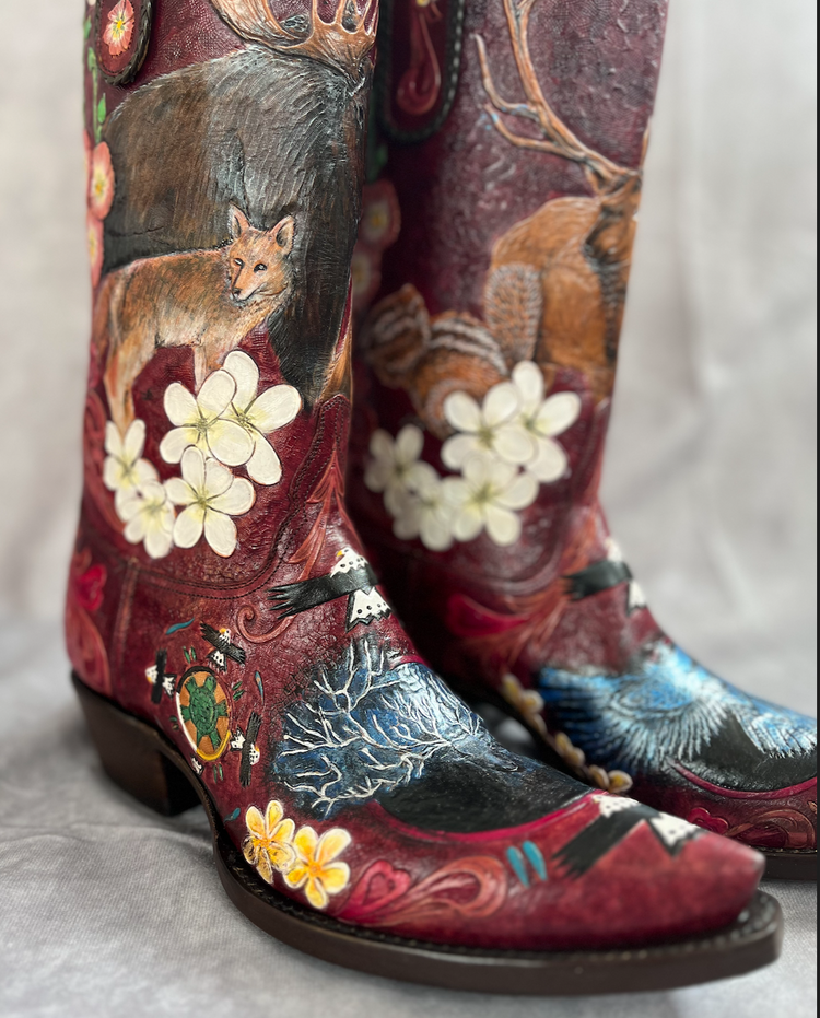 "Spirit Animals" Hand Painted Tres Outlaws Custom Boots