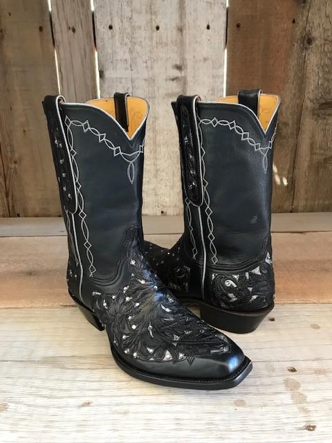Black Tooled Filigree & Crystals Women's Classic 2057