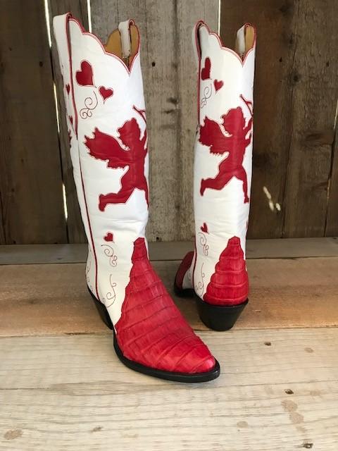 "Cupid " Red & White Croc Tres Outlaws Women's Classic Boot 2060