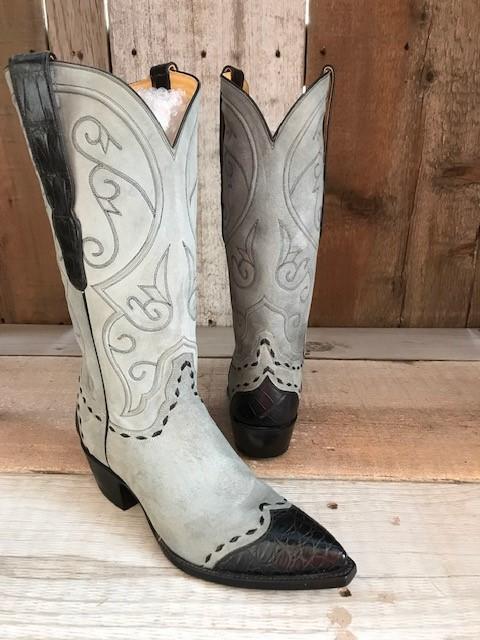 Blue Suede Kangaroo & Gator Tres Outlaws Women's Classic Boot 2099@