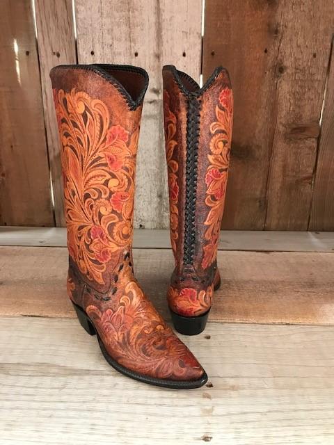 " Tooled " All Over Floral Kangaroo Tres Outlaws Women's Classic Boot 1253