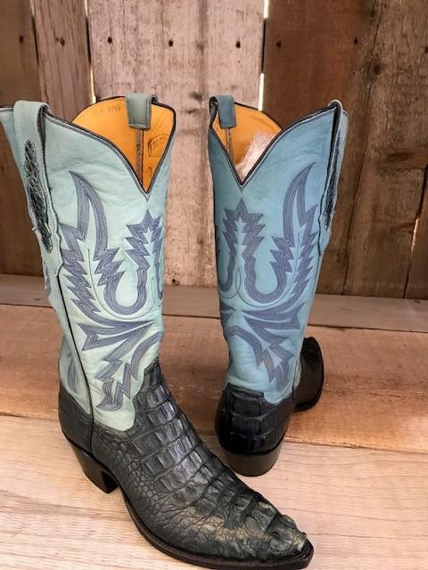 Blue  & Seamless Horn Back Gator Black Tres Outlaws Women's Classic Boot 1188@