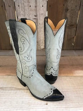 Blue Gray Suede Kangaroo Gator Tip Tres Outlaws Men's Classic Boot 4096@