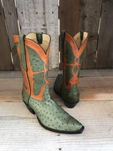 Olive Ostrich Stitch Inlay Tres Outlaws Men's Classic Boot 4099@