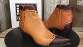 Natural Soft Calf & Ostrich Tres Outlaws Women's Flamingo Zip Boot 1403