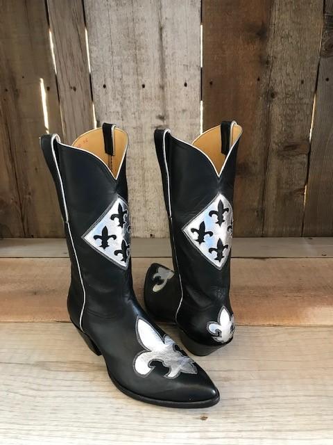 Black French Calf Fleur-de-lis Tres Outlaws Men's Classic Boot 4152