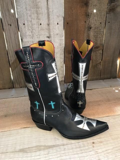 Black Kangaroo All Over Crosses Tres Outlaws Men's Classic Boot 4319@