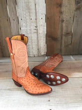 Peanut Ostrich Tres Outlaws Men's Spiked Golf Boot 3779@