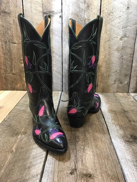 Black Calf & Flowers Tres Outlaws Women's Classic Boot 1962