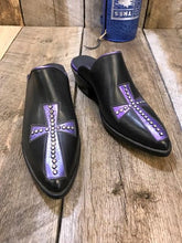 Purple Stud Cross Black Kangaroo Tres Outlaws Women's Mule 2416*