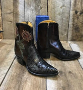 " Black Alligator Floral " Tres Outlaws Flamingo Zip Boot 2427