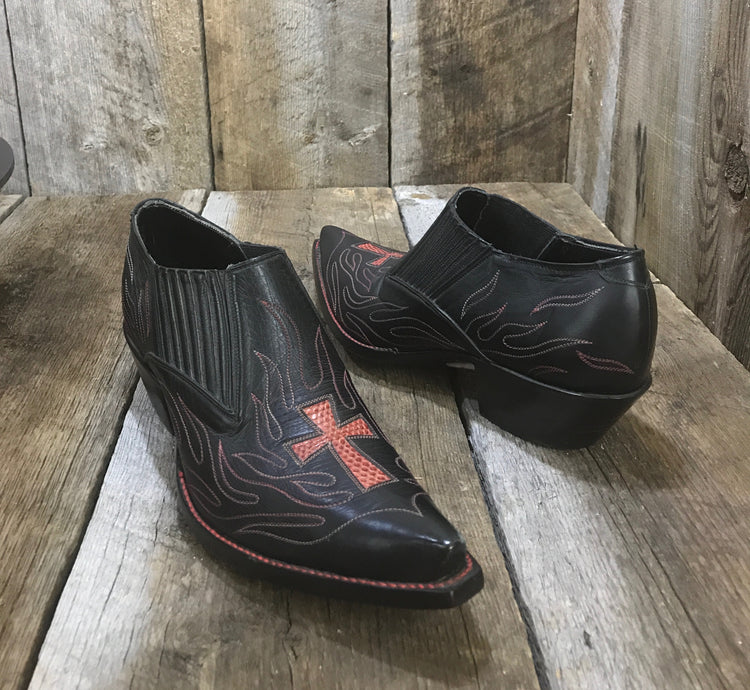 Black Kangaroo Crosses Tres Outlaws Women's Shoe Boot 1529