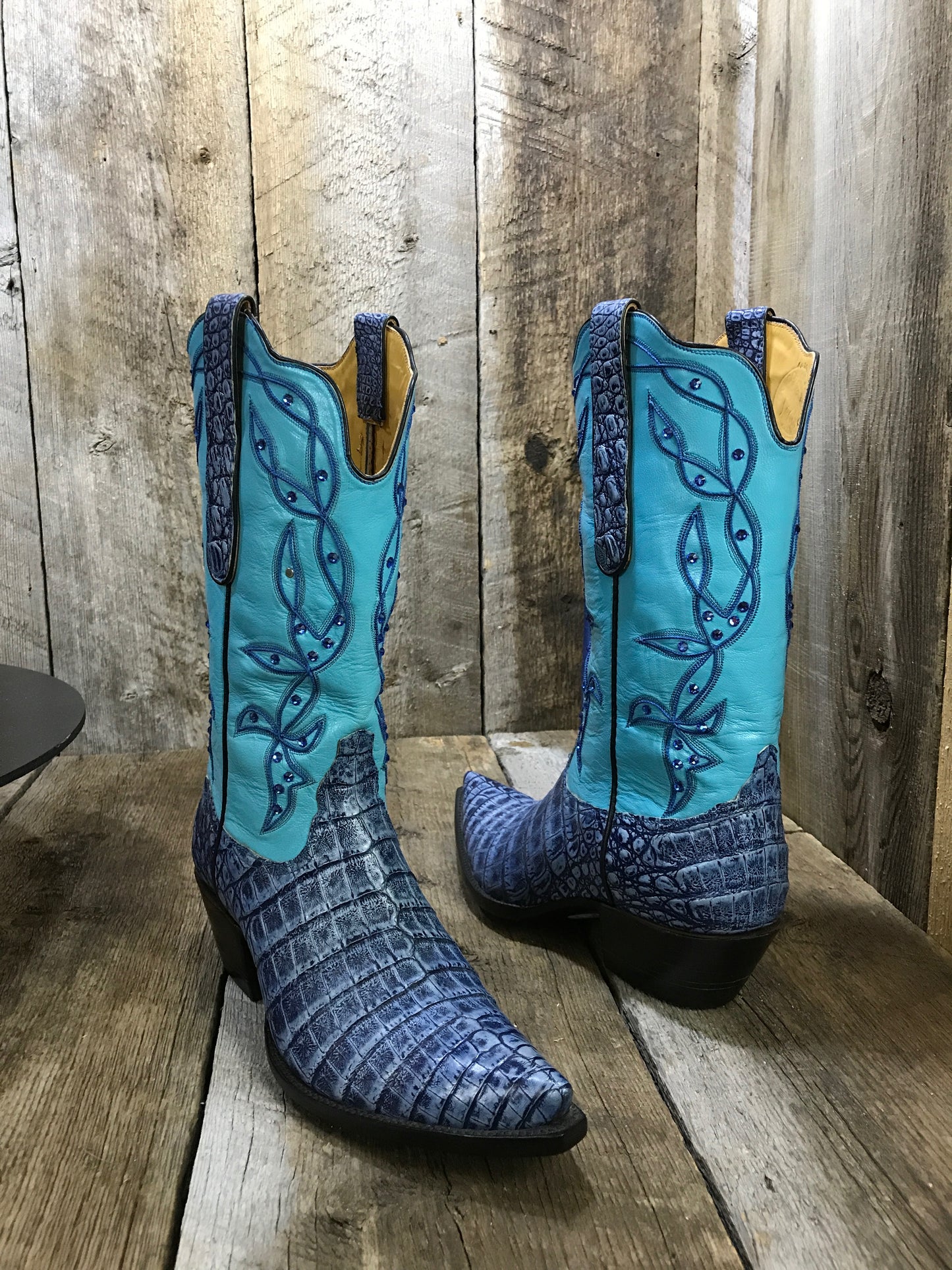 Croc Bling Blue Raised Stitching Swarovski Crystals Tres Outlaws Classic 1769 *