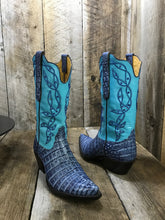 Croc Bling Blue Raised Stitching Swarovski Crystals Tres Outlaws Classic 1769 *