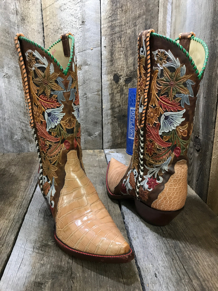 R Brown & Peach Alligator Tres Outlaws Classic Boot 1811
