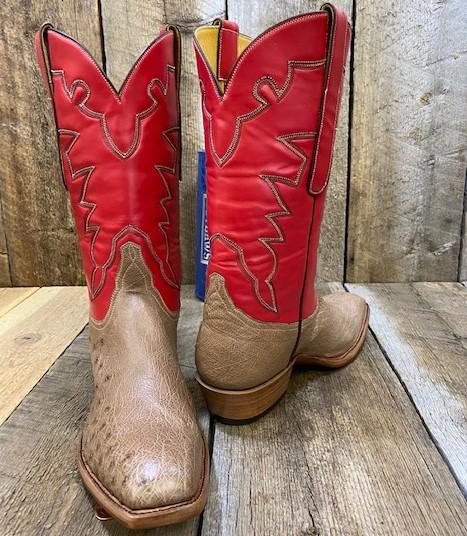 Red Ostrich Cowboy Boots