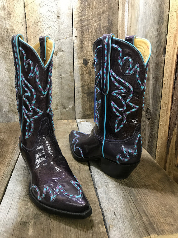 Purple Patent Leather Raised Branded Stitch Women's 1968