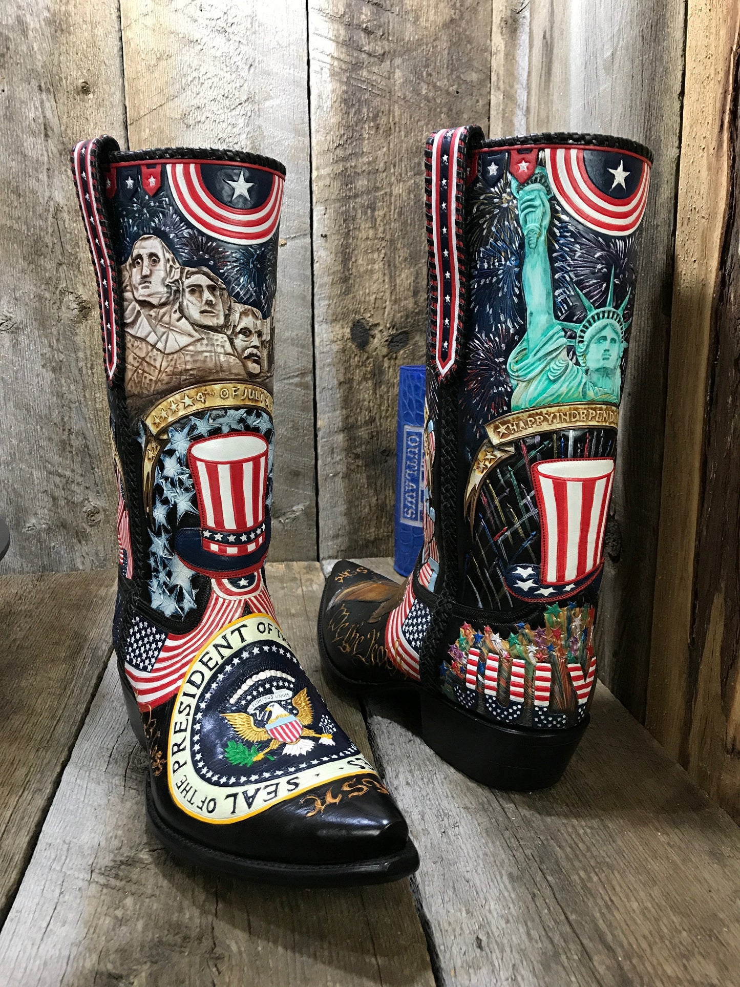 " The Freedom Boot " Hand Tooled Laced in Kangaroo 4023