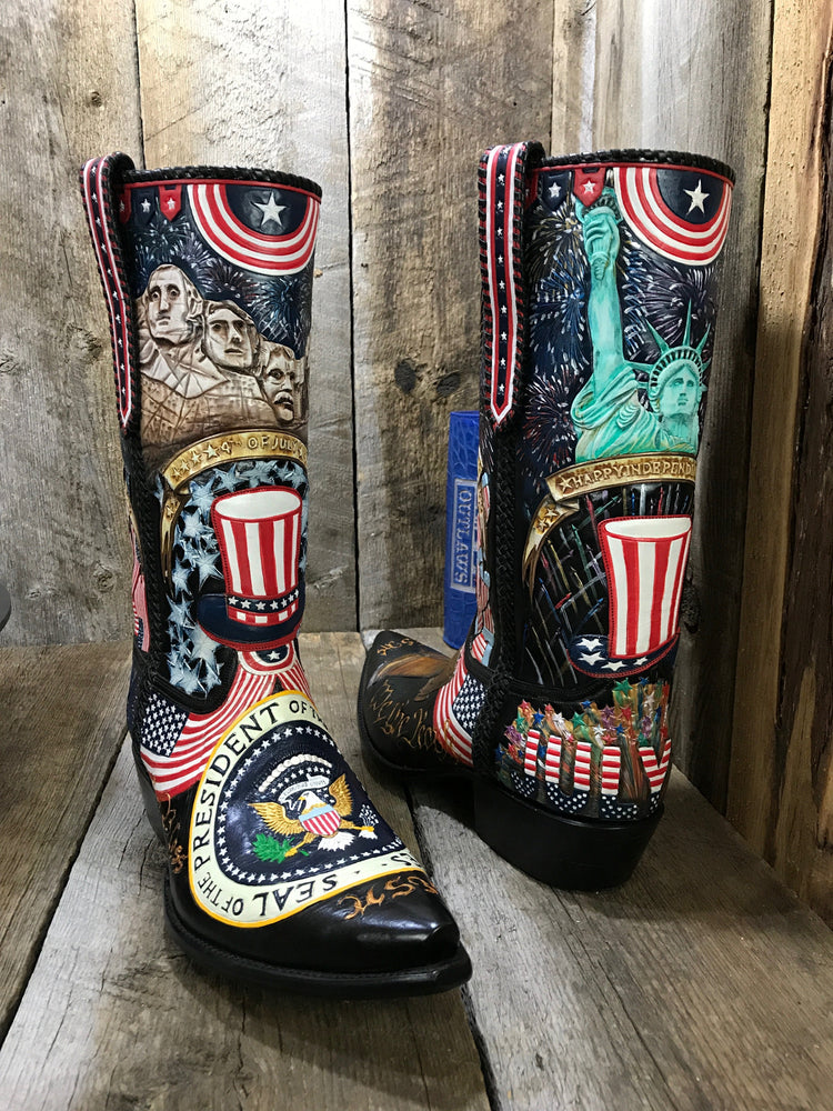 " The Freedom Boot " Hand Tooled Laced in Kangaroo 4023