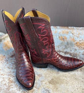 Burgundy Python Calf Skin Raised Stitching Men's Classic 4253 *