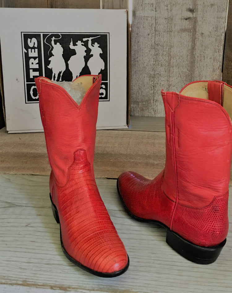 Red Teju Lizard Tres Outlaws Women's Shorty Boot 1000@