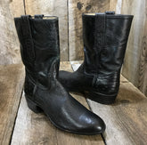 Ostrich Belly & Black Kangaroo Falconhead Women's Classic Short Boot 1016