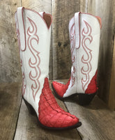 "Crocodile" Red Tail & White Calf Skin Women's Classic 1415