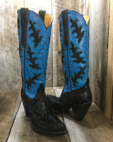 Blue & Black Kangaroo Falconhead Tall Boot 1505*