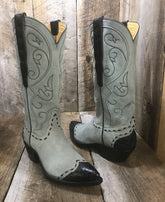 Blue Suede Kangaroo & Gator Tips Tres Outlaws Women's Classic Boot 1519@