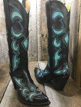 Alligator Black & Calf Skin Teal Women's Classic 1646