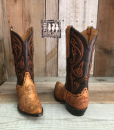 Hand Tooled Old Scroll Saddle Tan Women's Classic Boot 1626