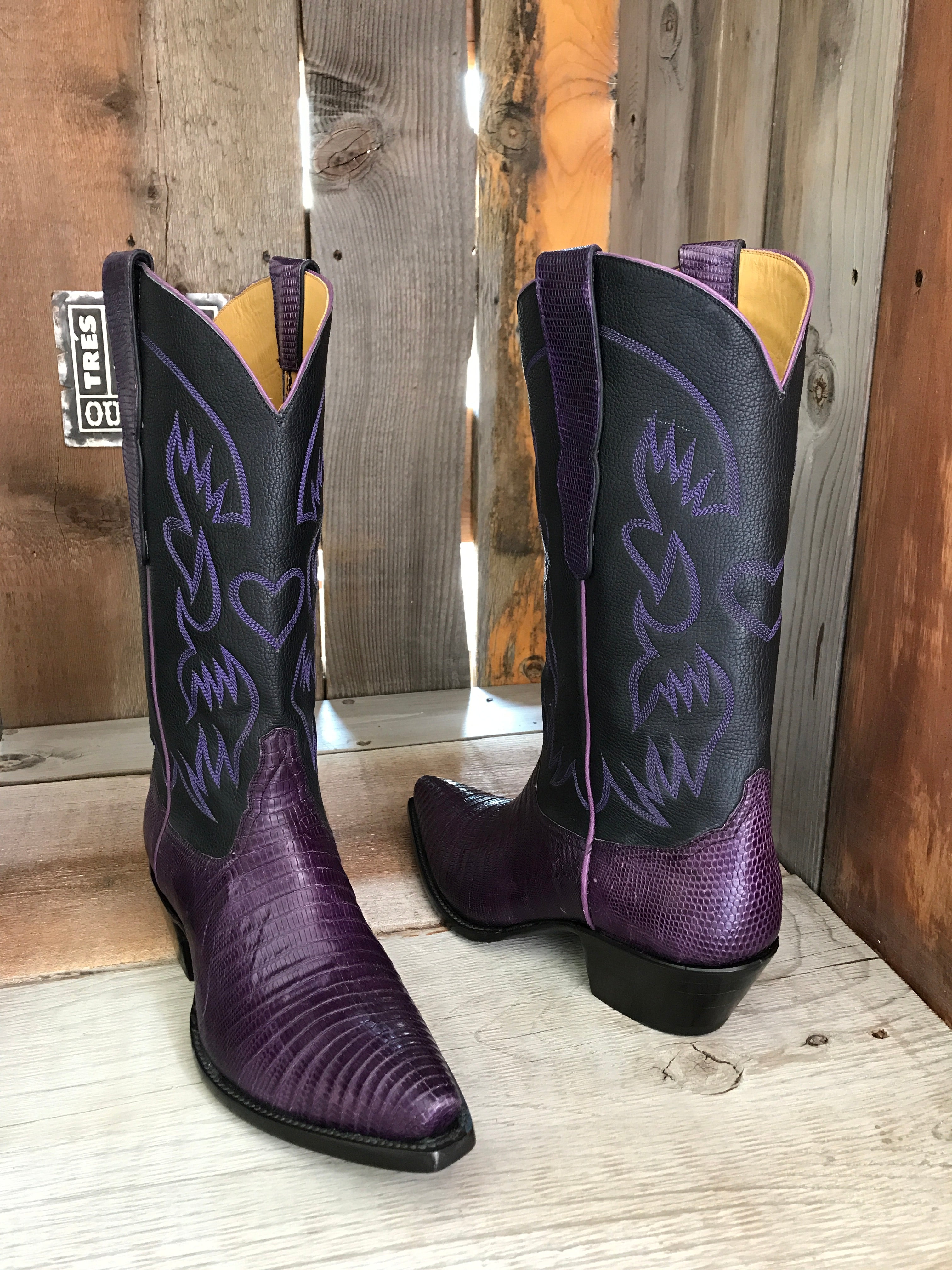 Black and purple cowboy cheap boots