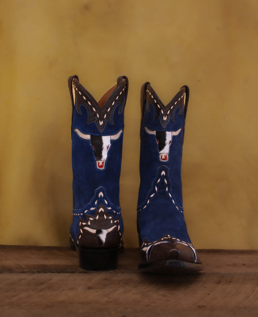 Black and Suede Blue Long Horn Men's Classic 1310