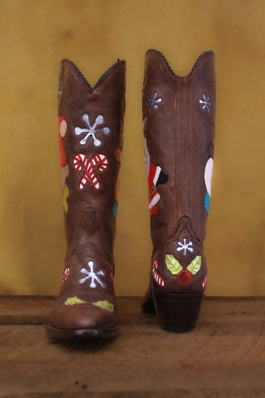 Christmas Inlay Brown Ranch Horse Women's Classic 715