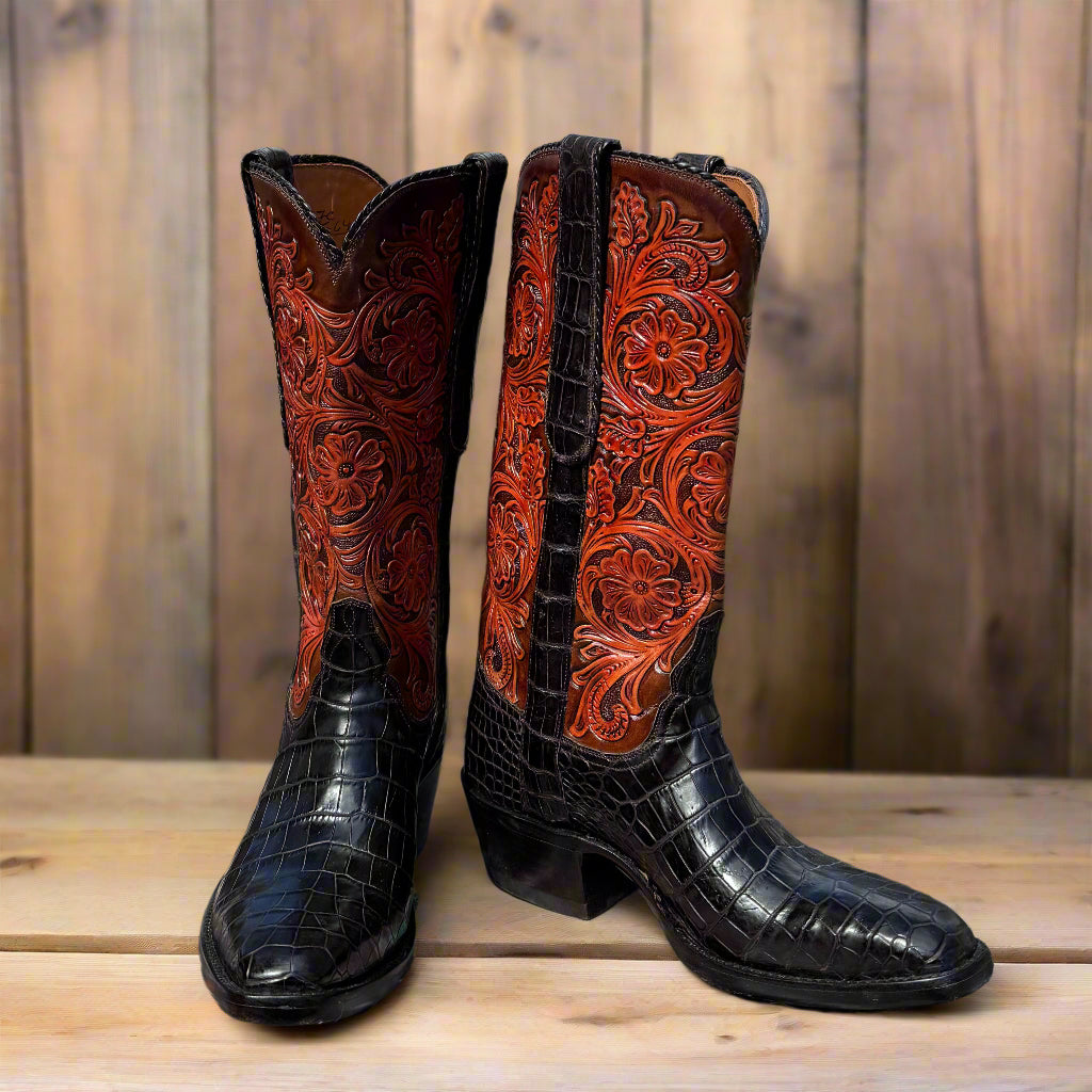Blk Alligator & Tooling Women's Classic 4-82