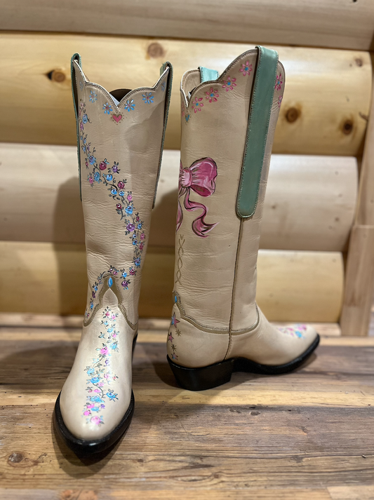Flower and Bows Special Hand Painted by Marla Meridith 4-81