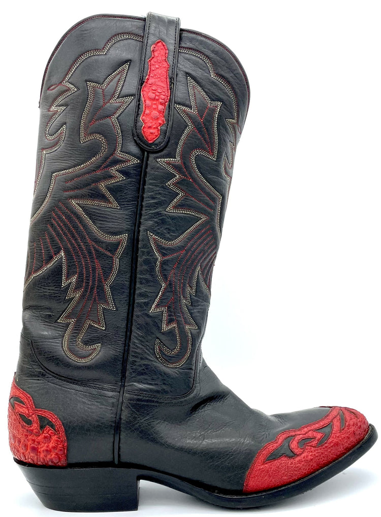 Black Kangaroo  & Red Ostrich Tip Tres Outlaws Men's Classic 385