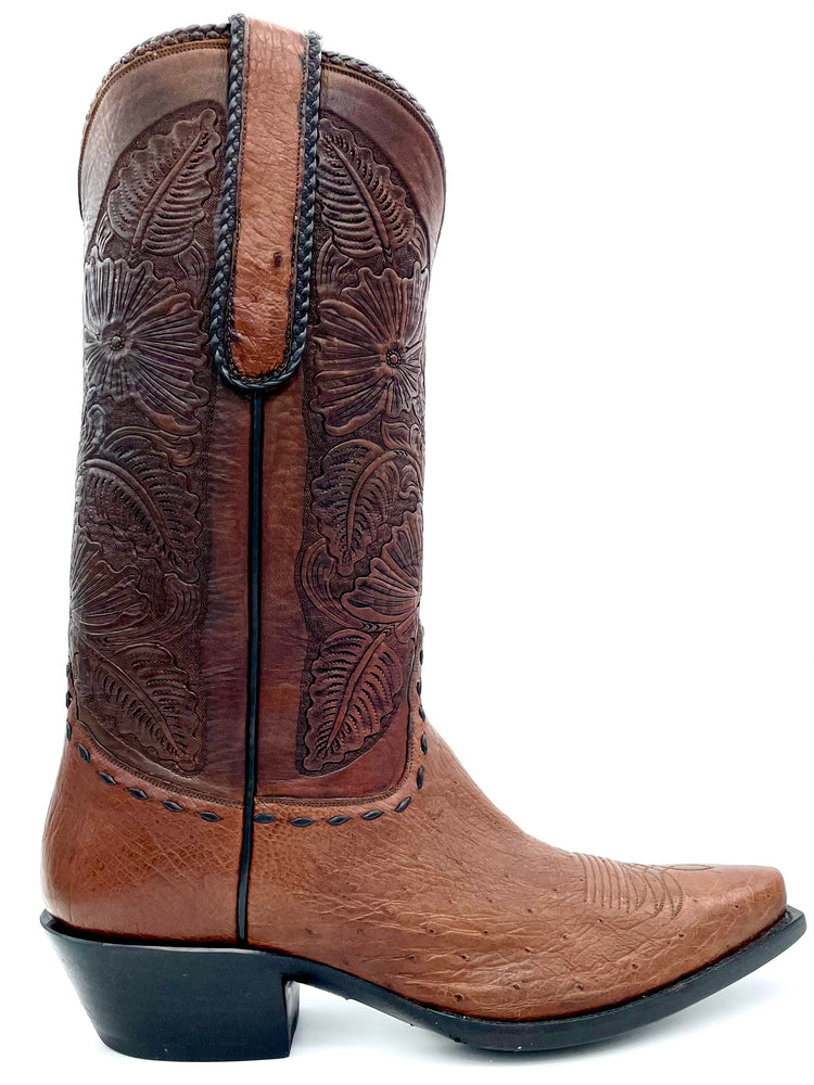 Falconhead Ostrich Hand Tooled & Laced  Tres Outlaws Men's Classic 402