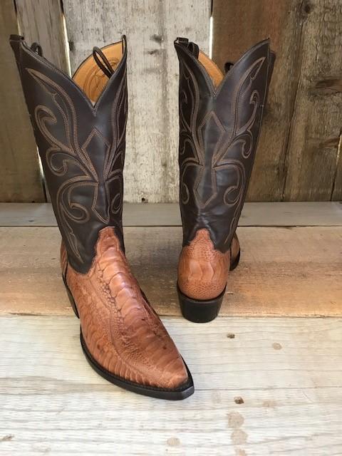 Brown Ostrich Leg & Kangaroo Tres Outlaws Women's Classic Boot 1590 @