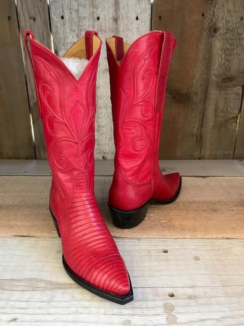 Red Teju Lizard &  Kangaroo  Tres Outlaws Women's Classic Boot 1350 @