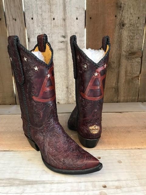 Old Scroll Small & Sterling Silver Tres Outlaws Women's Classic Boot 1352@