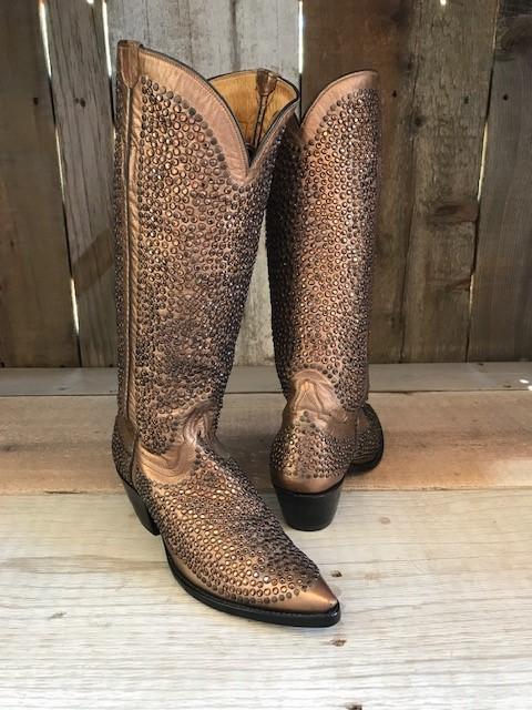 Copper &  Crystal Studs Tres Outlaws Women's Tall Boot 1490 @
