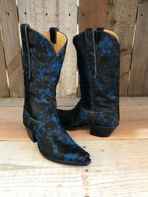 Hair On Calf  Black  Blue Spec Tres Outlaws Women's Classic Boot 1667 @