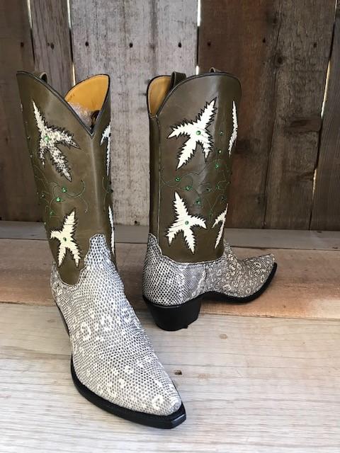 Ring Lizard Natural , Crystal Design Tres Outlaws Women's Classic Boot 1673@