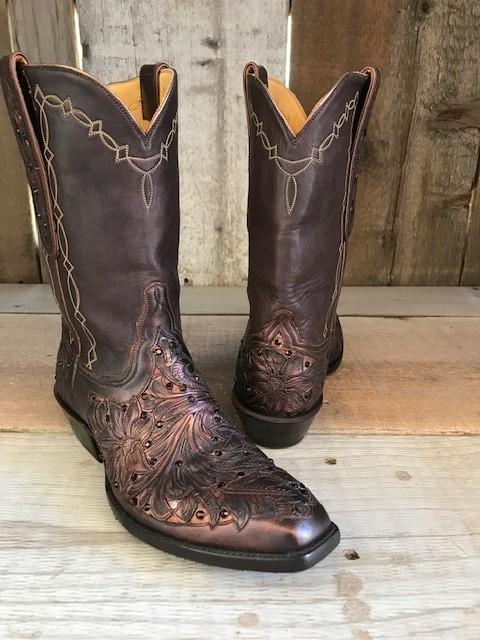 Tooled Filigree & Crystals Tres Outlaws Women's Classic Boot 2041 @
